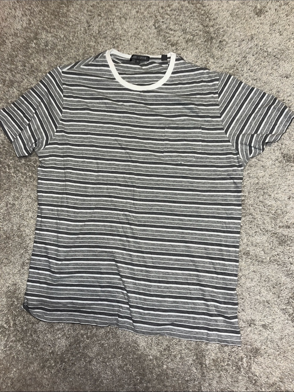 Men’s Striped Gray XL Crew Neck Pocket Tee - Casual Everyday